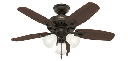 Hunter - Builder Indoor Ceiling Fan With Light, 42-inch, Snow White, Traditional-style, 3-speed WhisperWind Motor, 52105, for living rooms, bedrooms, home offices, kitchens