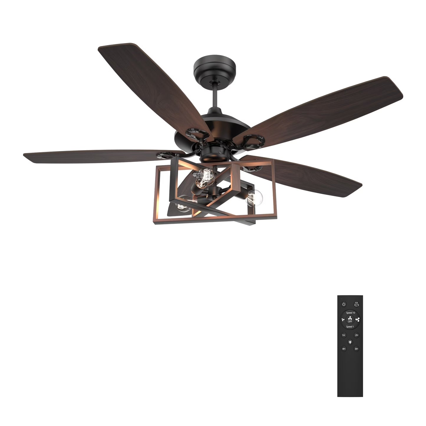 Smaair 52" 5 Blade Indoor Wood Ceiling Fan with Reversible Blade for Home Office