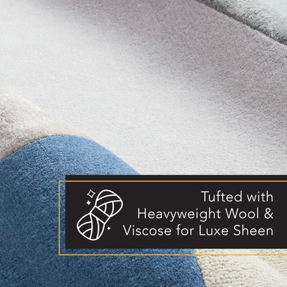 TOWN & COUNTRY LUXE Olso Abstract Colorblock Handcrafted Wool Area Rug, Beige/Blue/Grey, 5'x7'