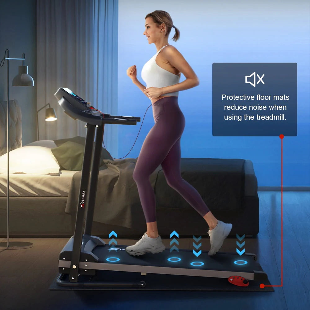 GEEMAX Electric Motorized Treadmill with 4 Incline Levels, Speakers, bluetooth, APP Control, LCD and Pulse Monitor for Home Office Walking Running , 220 LB Max Weight - T12C5