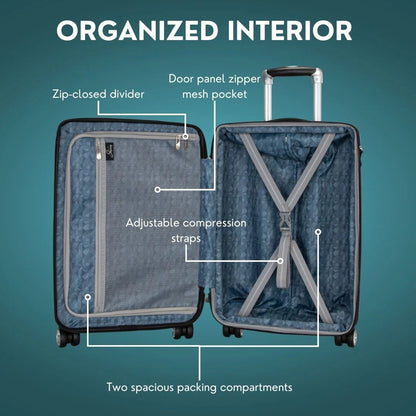 Skyway Luggage 20" Nimbus 4.0 Hardside 8 Wheel Spinner Luggage, Carry-On