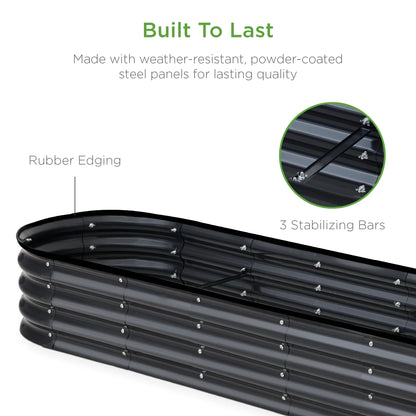 Best Choice Products 8x2x1ft Outdoor Metal Raised Oval Garden Bed, Planter Box for Vegetables, Flowers - Charcoal