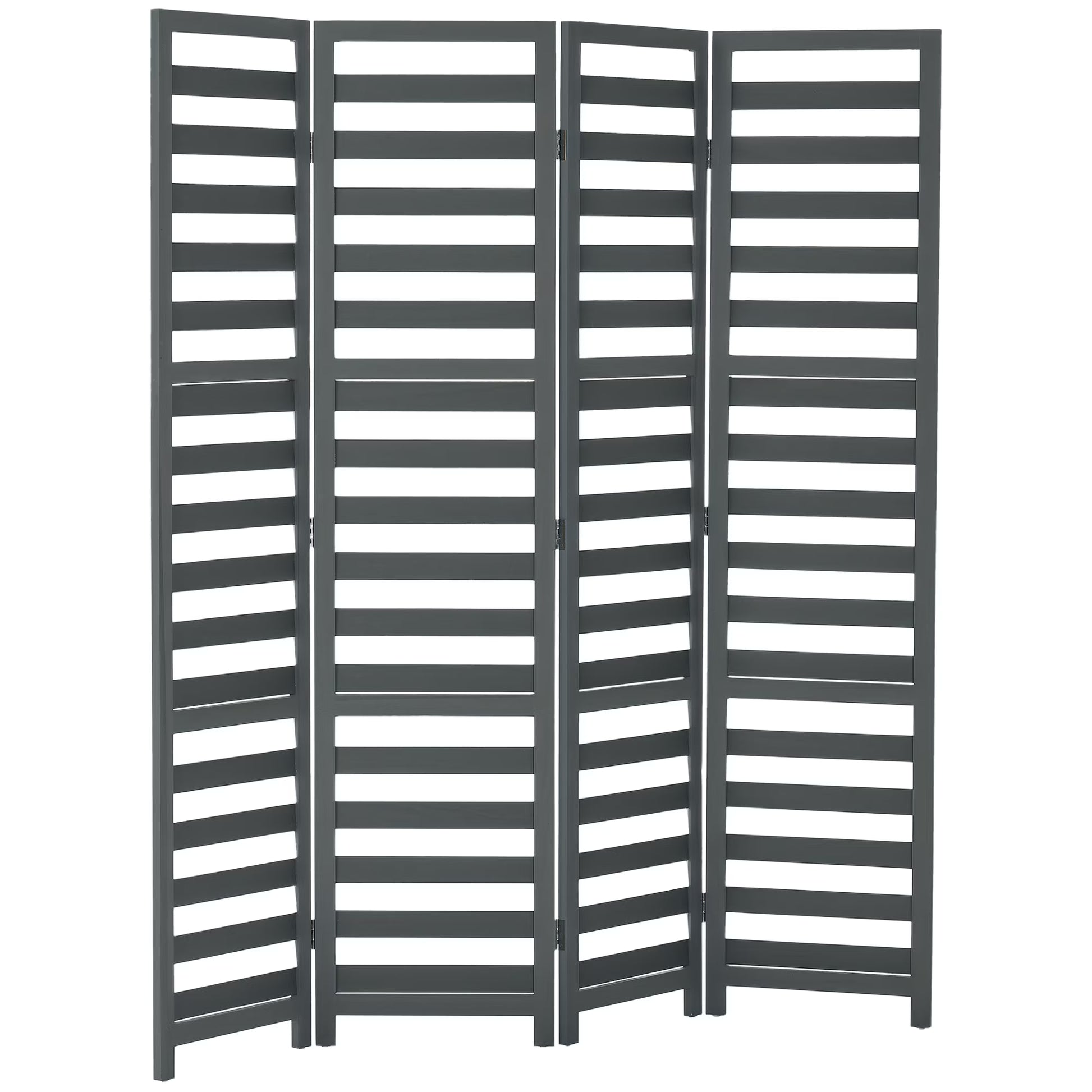 HOMCOM 5.6' 4 Panel Room Divider Folding Privacy Screen Panel, White/Grey