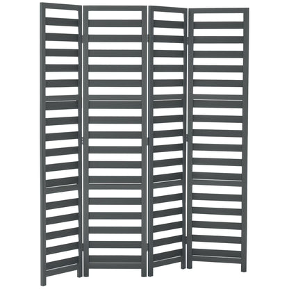 HOMCOM 5.6' 4 Panel Room Divider Folding Privacy Screen Panel, White/Grey