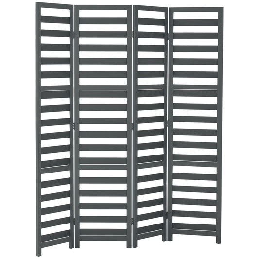 HOMCOM 5.6' 4 Panel Room Divider Folding Privacy Screen Panel, White/Grey