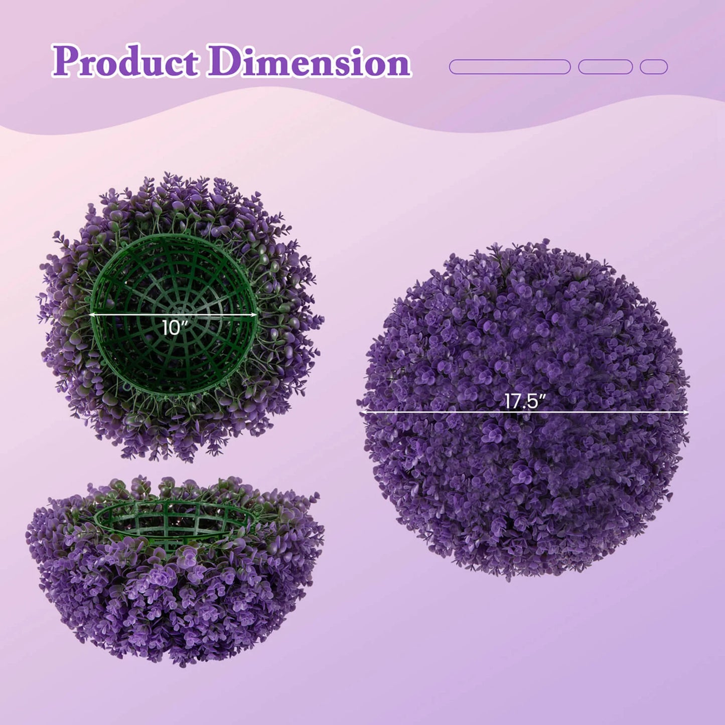 Costway 2 PCS Artificial Plant Topiary Balls with7 Layers Leaves UV Protected for Garden