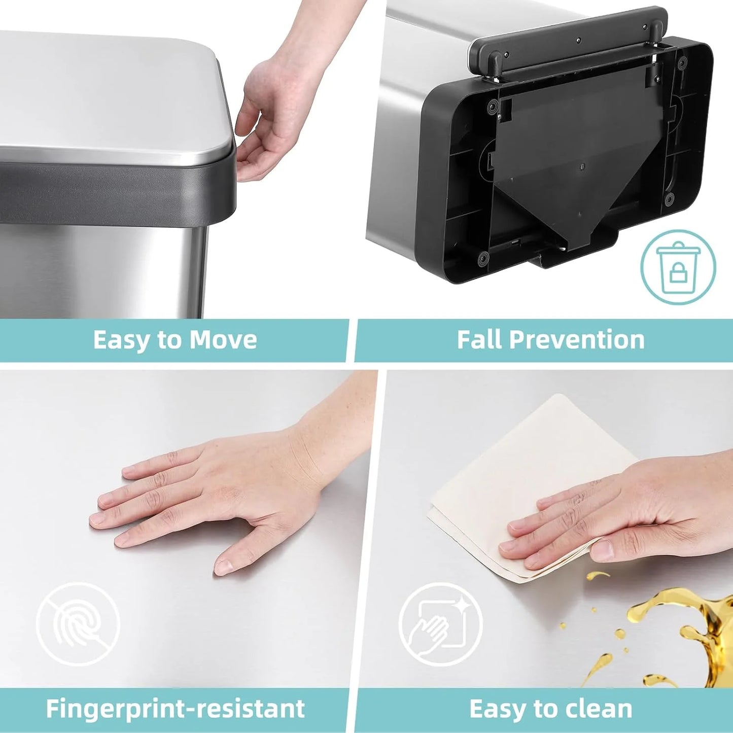 Garvee 19 Gallon Dual Trash Can, Stainless Steel Kitchen Garbage Can, 36L+36L 2 Compartment Recycle Bin with Soft-Close Lid and Foot Pedal for Kitchen Home Office