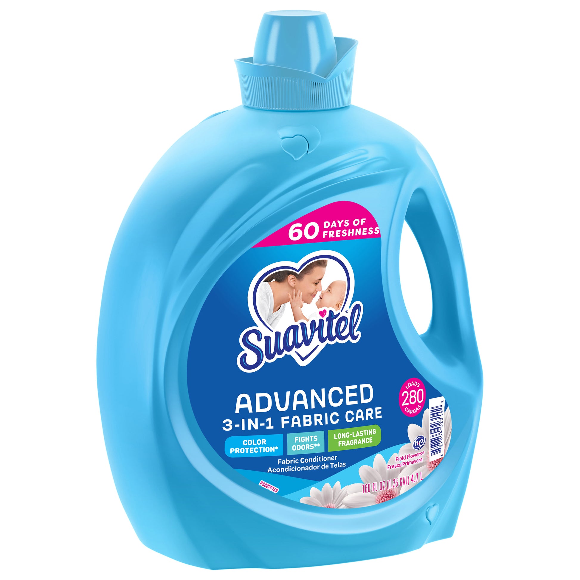 Suavitel Advanced Liquid Fabric Conditioner, Field Flowers, 280 Loads, 160 fl oz
