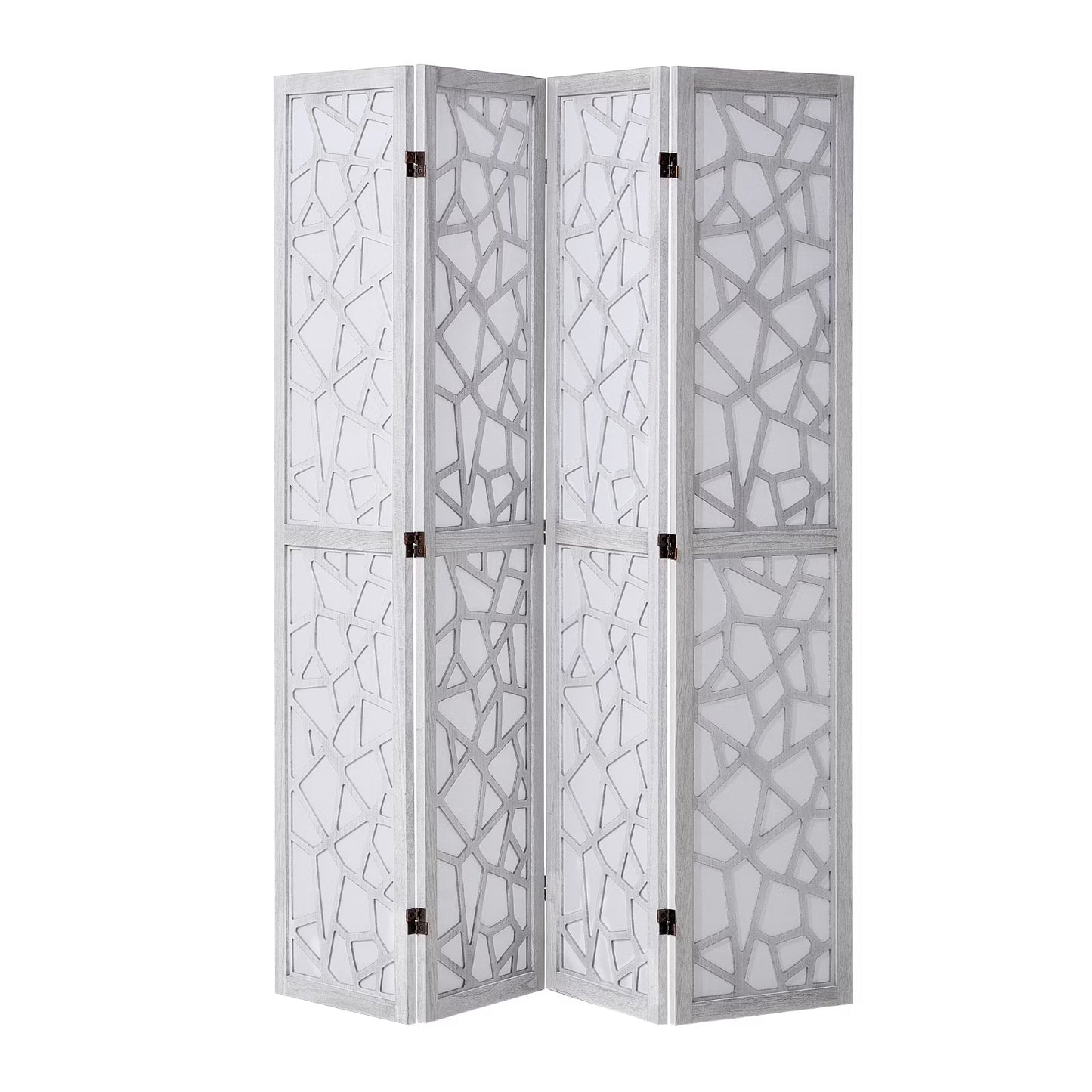 KFFKFF 4-Panel Room Divider, 66.9" Foldable Wood Panel Screen, Decorative Screen for Space Division in Homes, Offices, Restaurants & Bedrooms