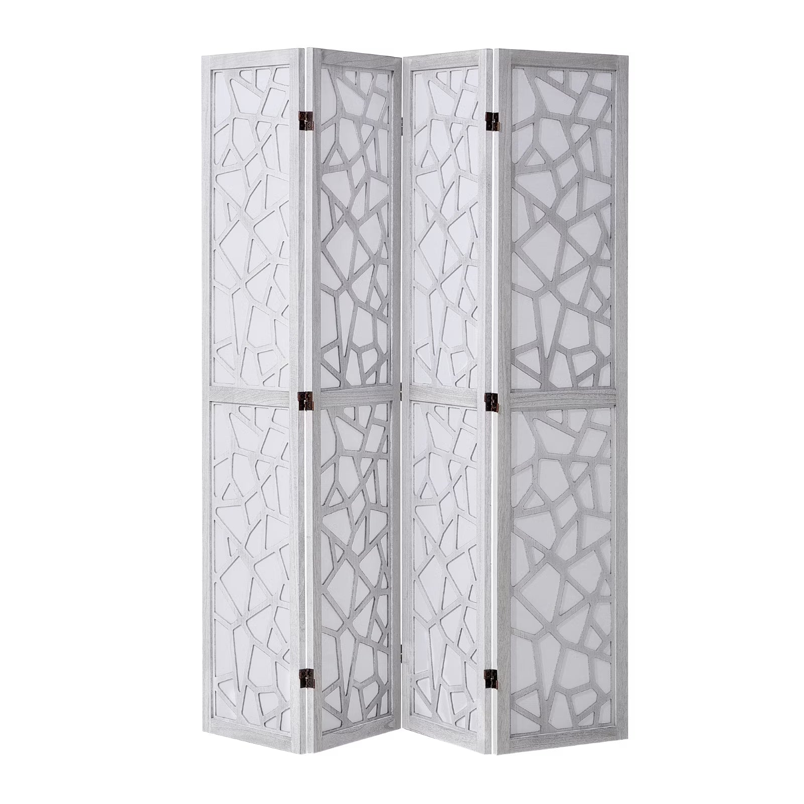 KFFKFF 4-Panel Room Divider, 66.9" Foldable Wood Panel Screen, Decorative Screen for Space Division in Homes, Offices, Restaurants & Bedrooms