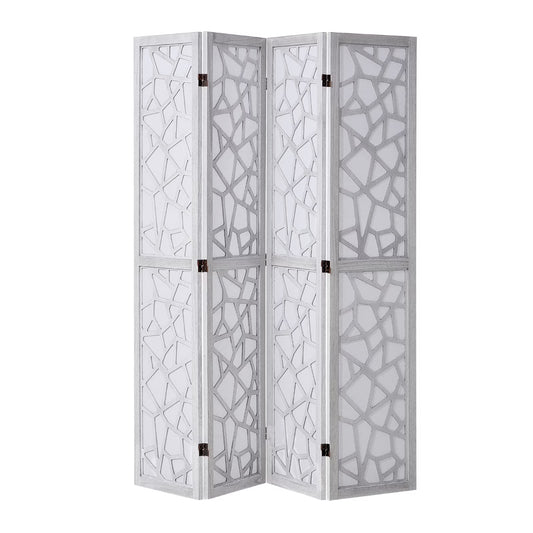 KFFKFF 4-Panel Room Divider, 66.9" Foldable Wood Panel Screen, Decorative Screen for Space Division in Homes, Offices, Restaurants & Bedrooms