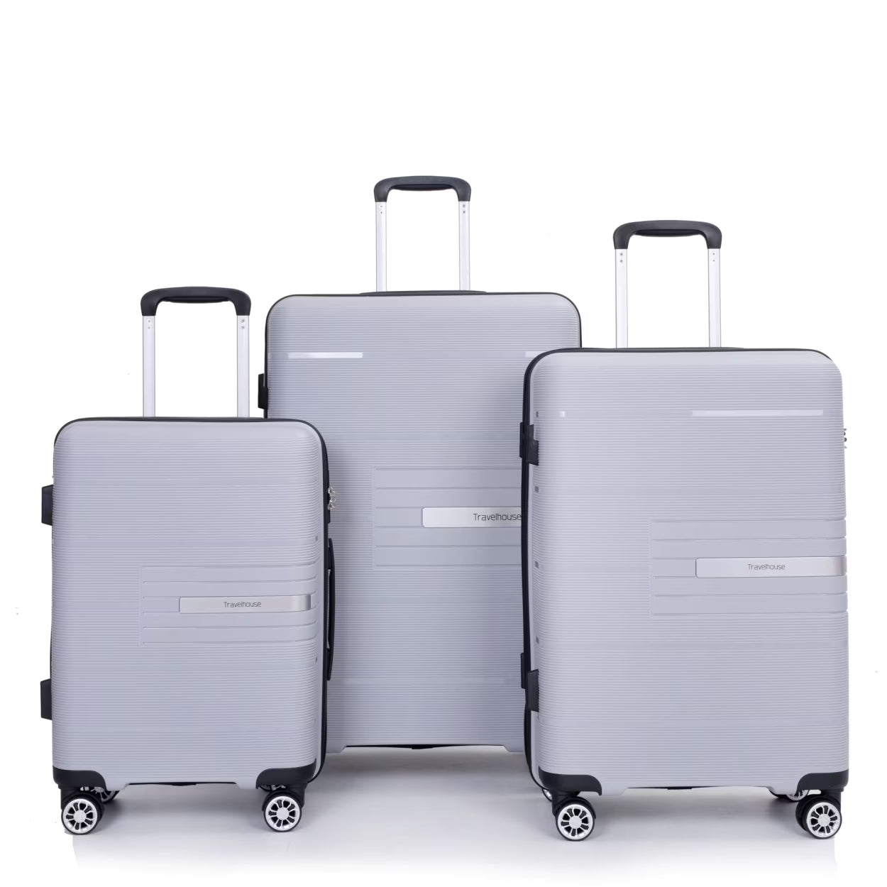 Lightweight PP Suitcase Sets with Spinner Wheels TSA Lock, Hardshell Luggage Sets for Travel Trips, 3-Piece Set (20in/24in/28in), Light Green