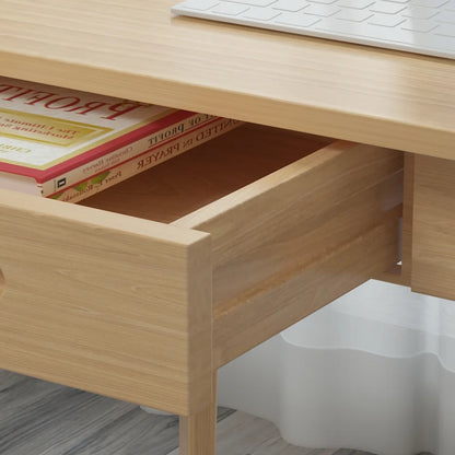 MONSLIPA Industrial Modern Wooden Desk with Storage Drawers, Office Computer Desk and Home Office Desk with Sturdy Wood Legs, 47" Long (Black)