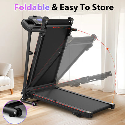 SWERTOY 2.5HP Foldable Treadmill with 3-Level Manual Incline Treadmill LED Display for Home Office 265lbs Capacity Walking Pad Jogging Running Machine