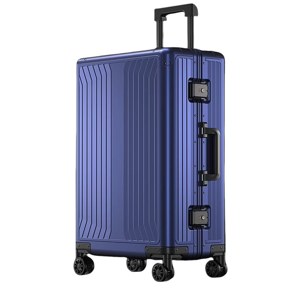 All Aluminum Magnesium Hardshell Carry on Luggage with Wheels, Modern Zipperless Hardshell Checked Luggage with TSA Lock, Airline Approved Metal Suitcase Travel Metal Rolling Luggage