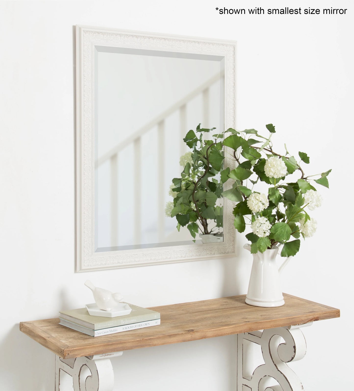 Kate and Laurel Alysia Decorative Frame Rectangle Wall Mirror, 28.5x40.5 White