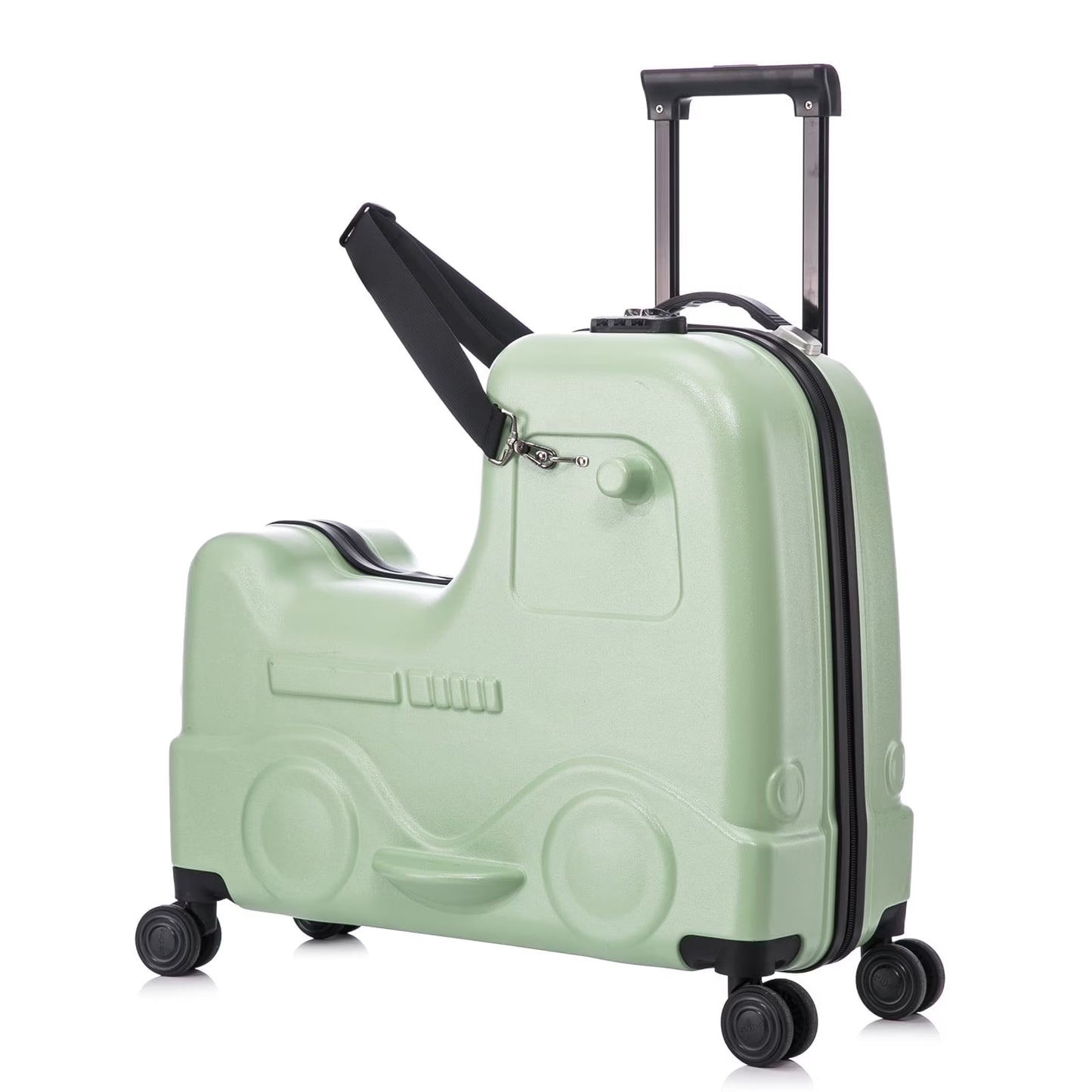 Apelila 22 inch Ride on Suitcase for Kids Travel Luggage Trolley Suitcase with Spinner Wheels Travel Suitcase for Child with Combination Lock/Safety Belt/Telescoping Handle
