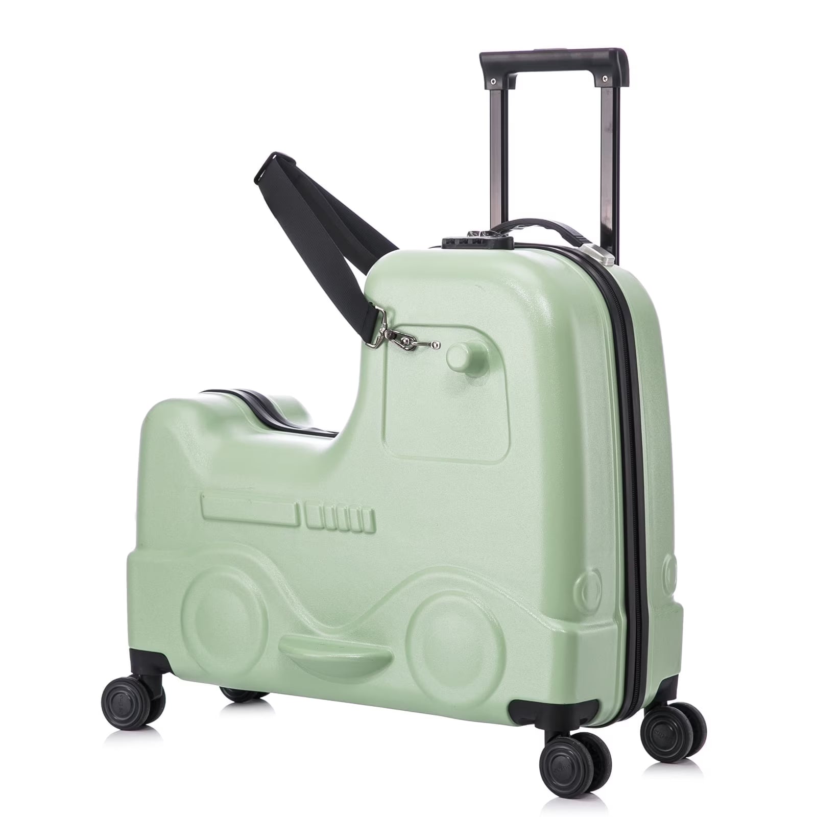 Apelila 22 inch Ride on Suitcase for Kids Travel Luggage Trolley Suitcase with Spinner Wheels Travel Suitcase for Child with Combination Lock/Safety Belt/Telescoping Handle