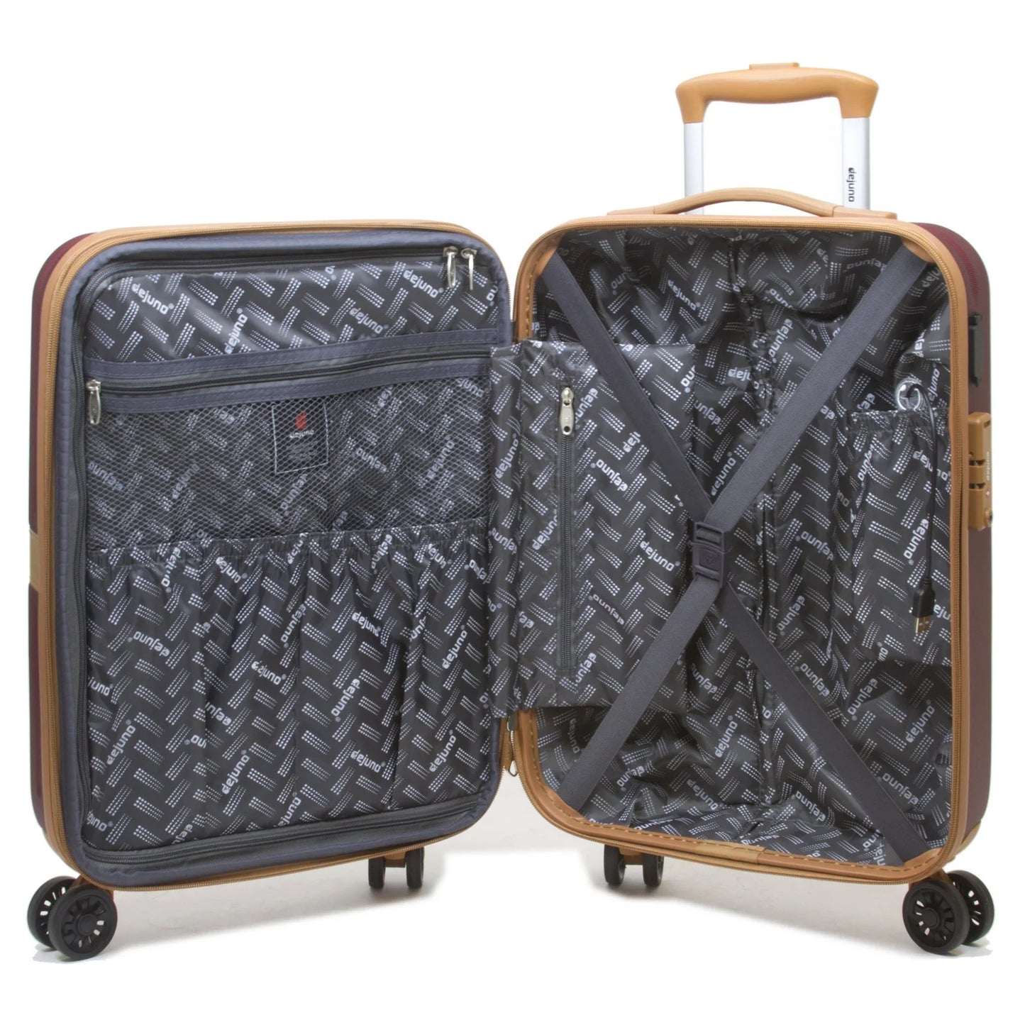 Dejuno Garland Hardside 3-Piece Spinner Luggage Set With USB Port - Burgundy