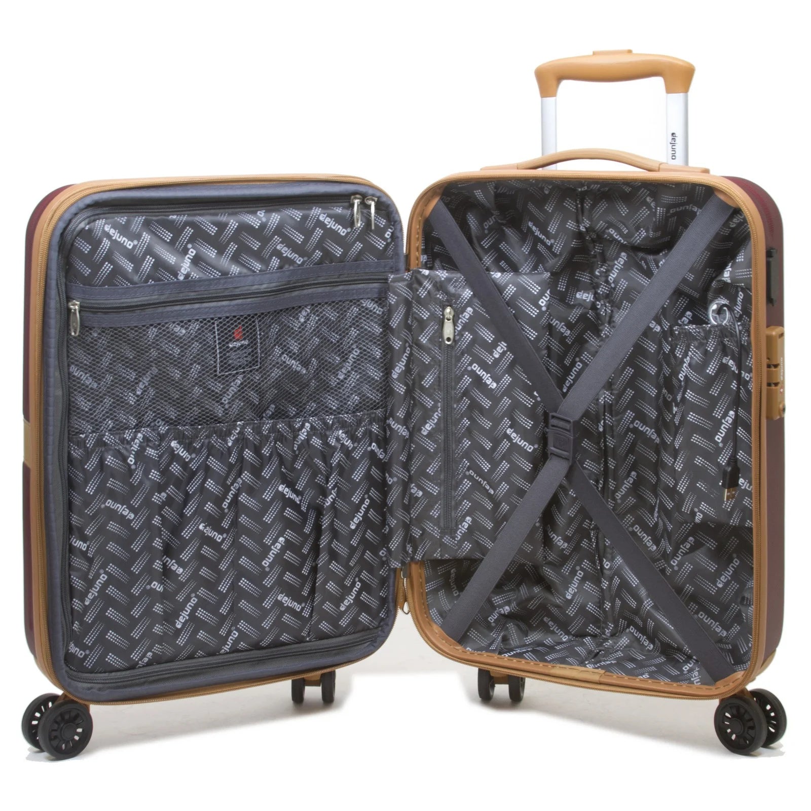 Dejuno Garland Hardside 3-Piece Spinner Luggage Set With USB Port - Burgundy