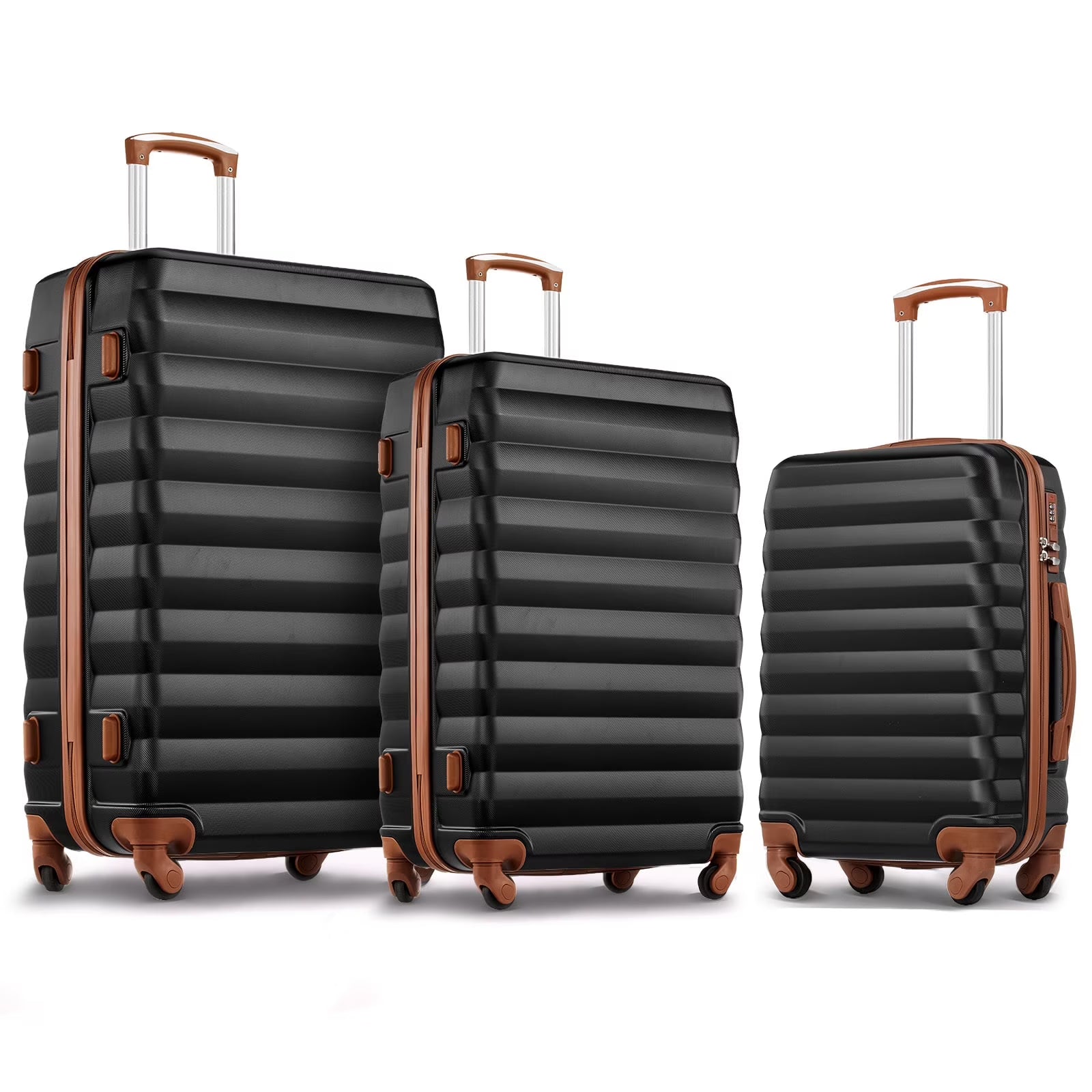 3 Piece Luggage Sets with 6 PC Organize Bags Lightweight Suitcases with Spinner Wheels, Pink