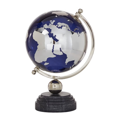 DecMode 8" Blue Globe with Silver Accents