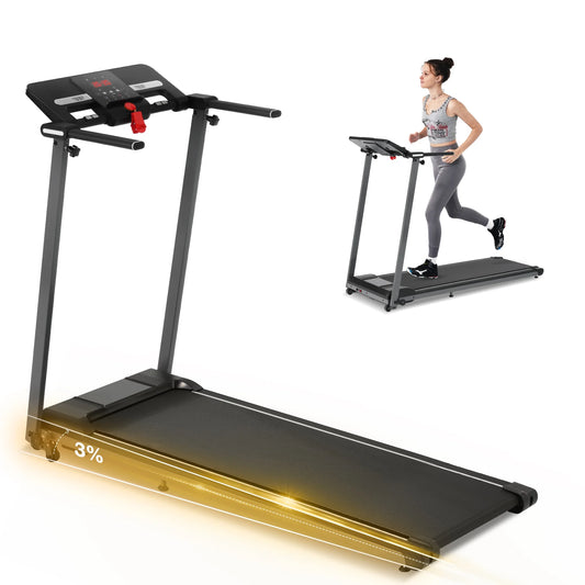 EUROCO 2.5HP Folding Treadmill with 7.5mph Speed, 265LBS Walking Exercise Treadmill with LED Display, 3-Level Incline and 12 Preset Program for Home Office