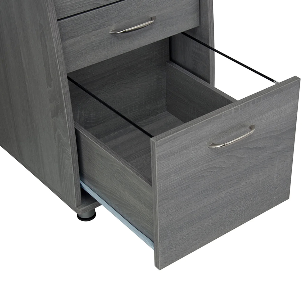 Workstation Computer Desk with Storage in Grey, L-Shaped Office Desk with Bookshelf, CPU Stand, Keyboard Tray for Home Office and Study