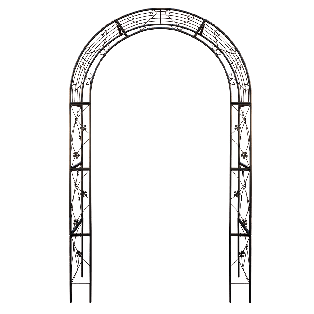 Barara King Garden Plants Arch Trellis,Metal Garden Arch with doors Garden Arbor Trellis Climbing Plants Support Arch Wedding Arch Black