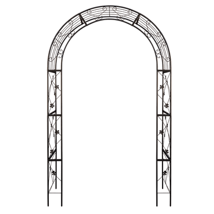 Barara King Garden Plants Arch Trellis,Metal Garden Arch with doors Garden Arbor Trellis Climbing Plants Support Arch Wedding Arch Black