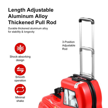 WZTO Toddler Ride on Suitcase 24 in Red Car Ride-On Trolley Case with Wheels Cabin Luggage with Safety Belt Cute Hardside Kids Suitcase for Airplane Travel smart