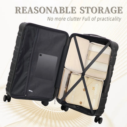 HIFINE TOURIST 20"/24"/28" 3 pcs/set in ABS Spinner Wheel Luggage, Carry on Suitcase, Matching Color, TSA Combination Lock (Blue+Purple)