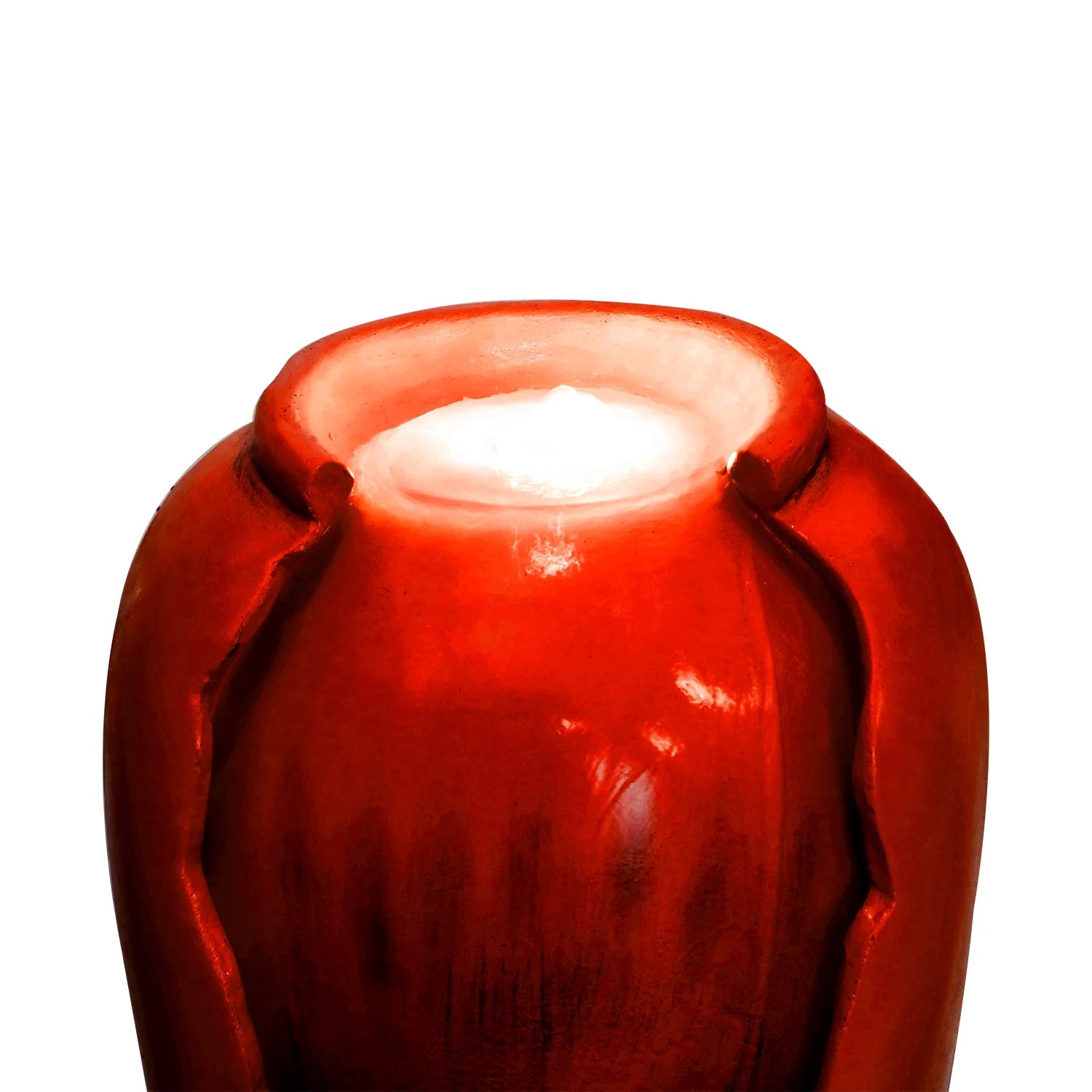 ourrco 30.7"H Concrete Vase Water Fountain, Modern Cascading Waterfall Feature with LED Lighting and Pump, Perfect for Indoor or Outdoor Home and Garden Decor, Red