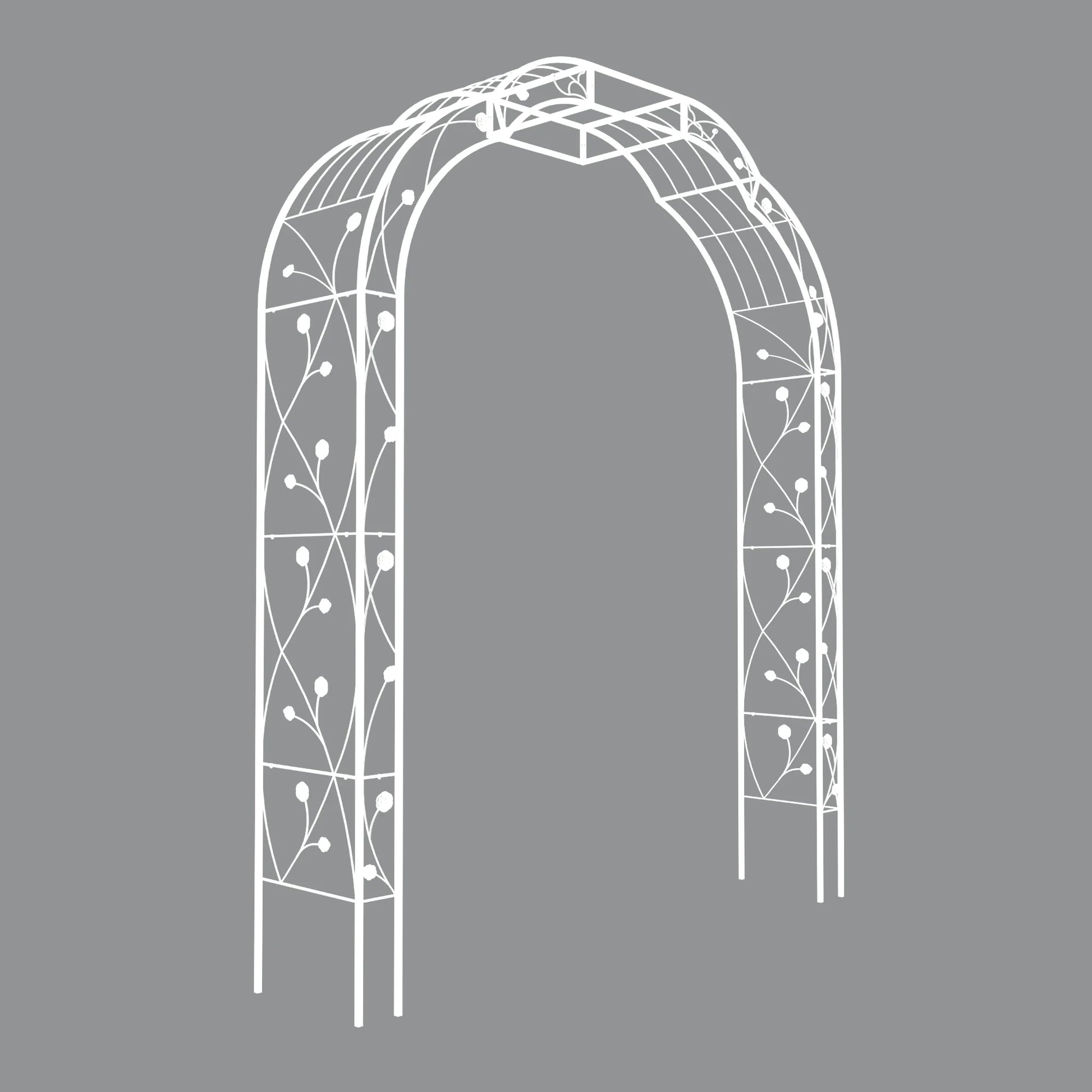 Aukfa Metal Garden Arch, Garden Arbor Trellis Climbing Plants Wedding Arch,74.4" x 98.4", White