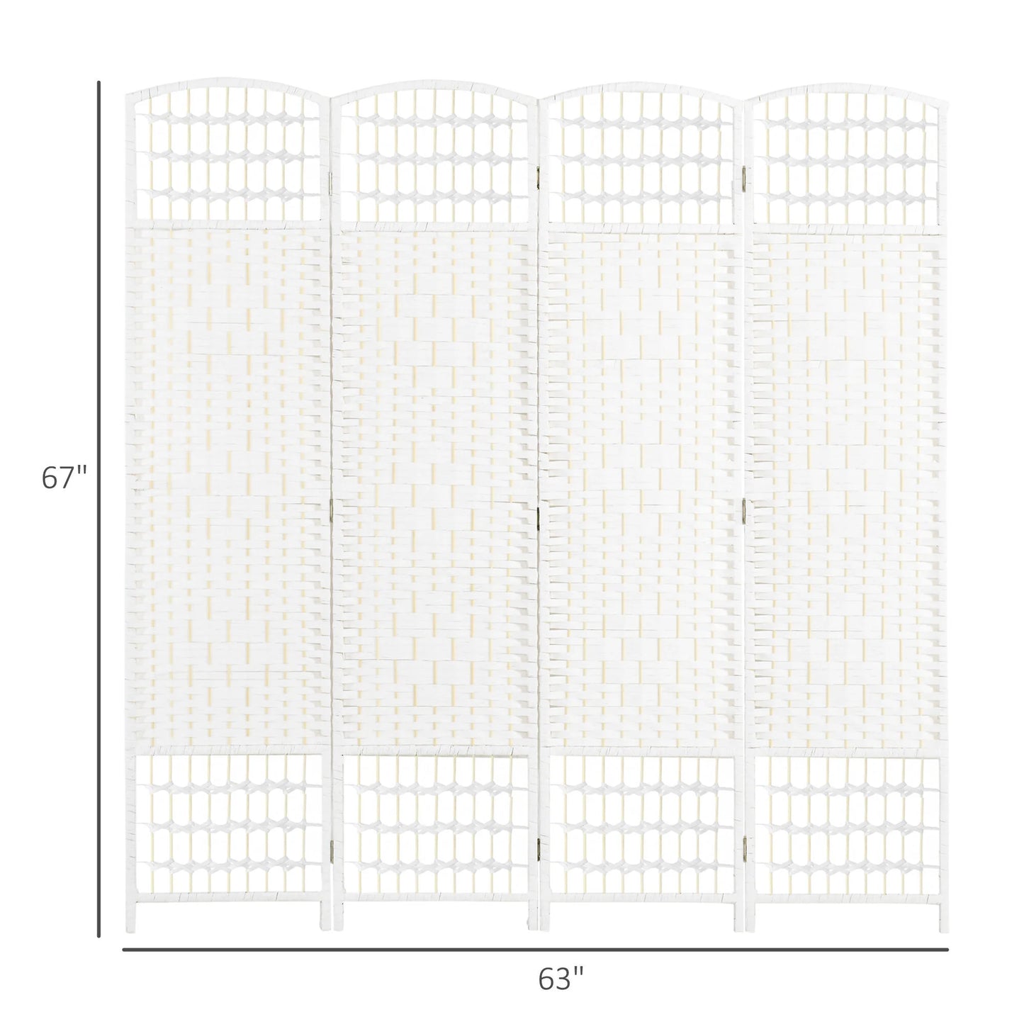 DUOSONG 4 Panel Room Divider, Folding Privacy Screen, 5.6' Room Separator, Wave Fiber Freestanding Partition Wall Divider For Rooms, Home, Office, White White Paper Privacy Screens