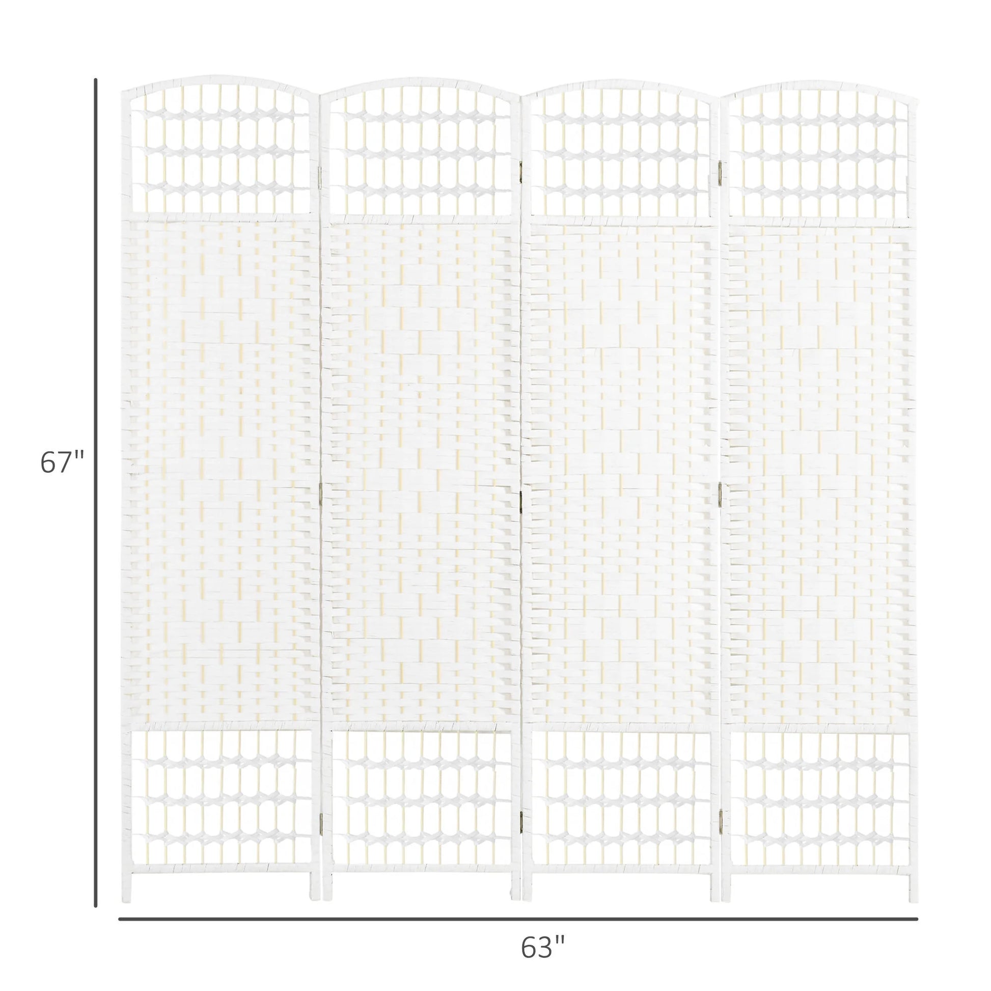 DUOSONG 4 Panel Room Divider, Folding Privacy Screen, 5.6' Room Separator, Wave Fiber Freestanding Partition Wall Divider For Rooms, Home, Office, White White Paper Privacy Screens