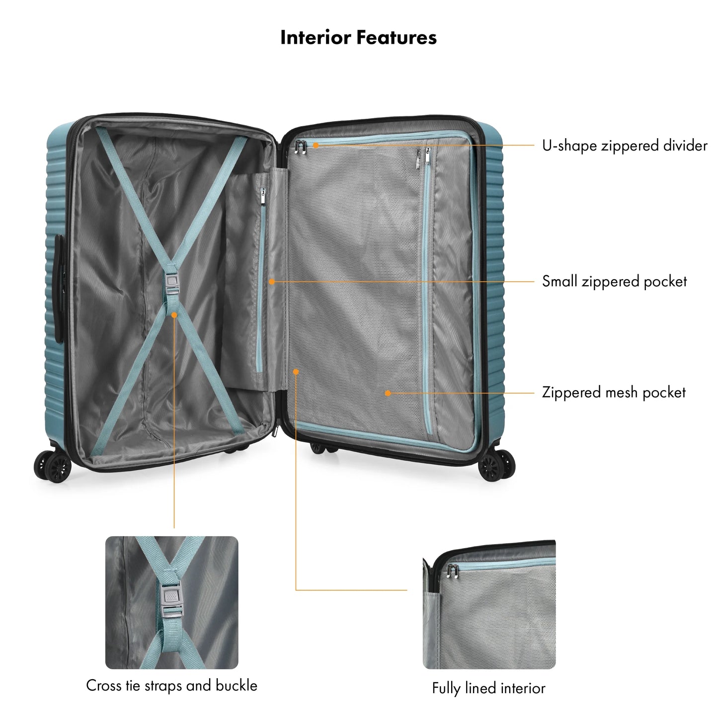 Travel Select Sunny Side Hardside Spinner Luggage with Spinner Wheels, Slate Blue, 30" Large Checked