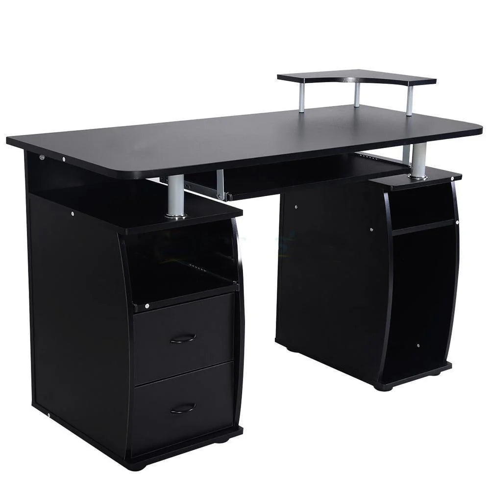 Ktaxon Black Home Office Computer PC Desk Table Work Station,Office Home Raised Monitor & Printer Shelf Furniture