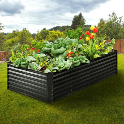 Topcobe Galvanized Raised Garden Bed Planter Box, Planters for Outdoor Plants, Flower Vegetable, 94.5x47.2x23.6"