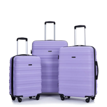 Tripcomp Hardshell Luggage Set 3-Piece Set (21/25/29) Lightweight Suitcase 4-Wheeled Travel Case(Purple)