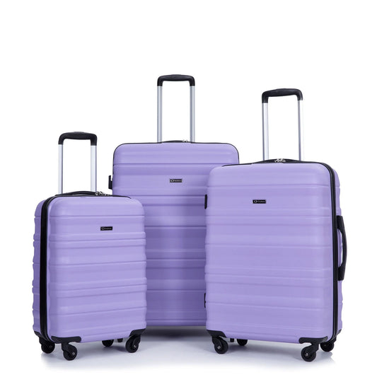 Tripcomp Hardshell Luggage Set 3-Piece Set (21/25/29) Lightweight Suitcase 4-Wheeled Travel Case(Purple)