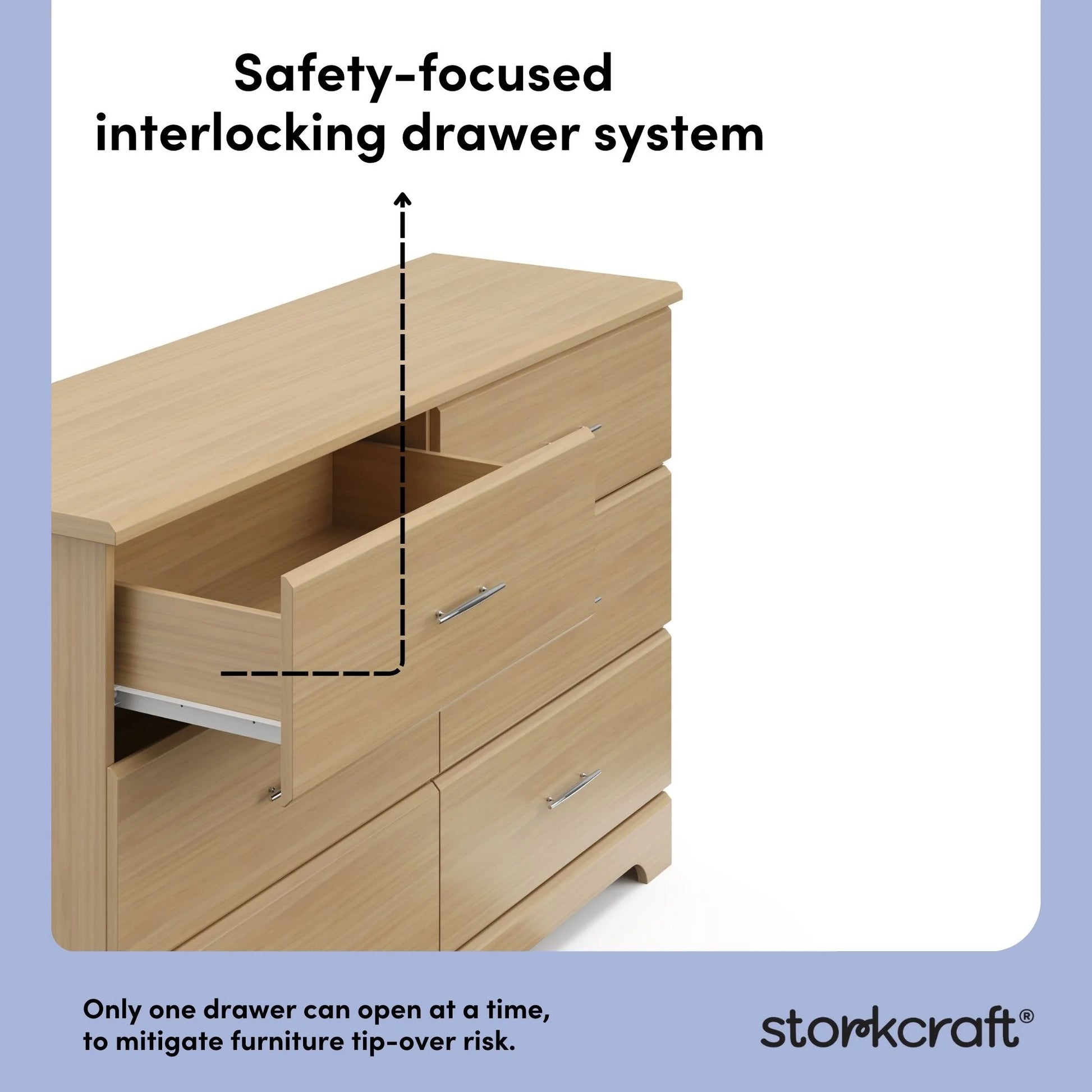 Storkcraft Brookside 6 Drawer Nursery Double Dresser, Driftwood