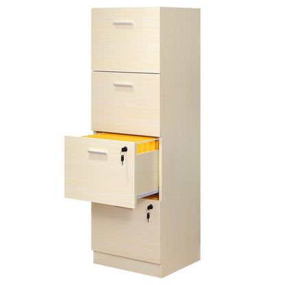 DEXTRUS 4-Drawer Wood File Cabinet with Lock, 15.86" Deep Vertical Filing Cabinet for Home Office, White