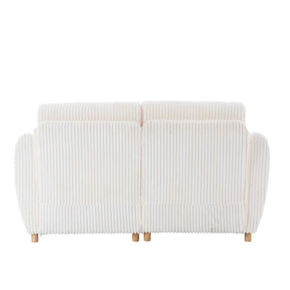 84" White Corduroy Loveseat Sofa, Modern Sectional Couch for Living Room, Apartment, Bedroom & Home Office, Solid Wood Frame, Comfortable Upholstered Seat