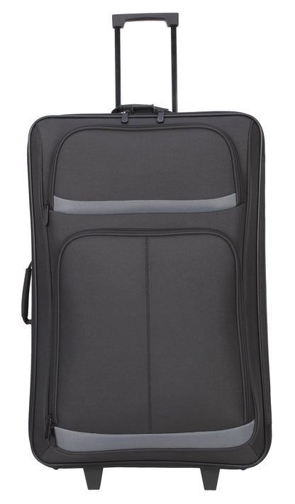 Protege 5 Piece 2-Wheel Luggage Set, 28 in Checked, 21" Carry-on, 13.75" Boarding Bag, 9" Toiletry Kit and Matching Laundry Cinch Sack, All Ages, Black