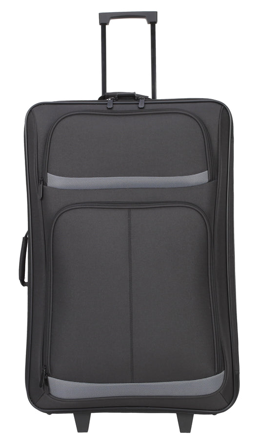 Protege 5 Piece 2-Wheel Luggage Set, 28 in Checked, 21" Carry-on, 13.75" Boarding Bag, 9" Toiletry Kit and Matching Laundry Cinch Sack, All Ages, Black