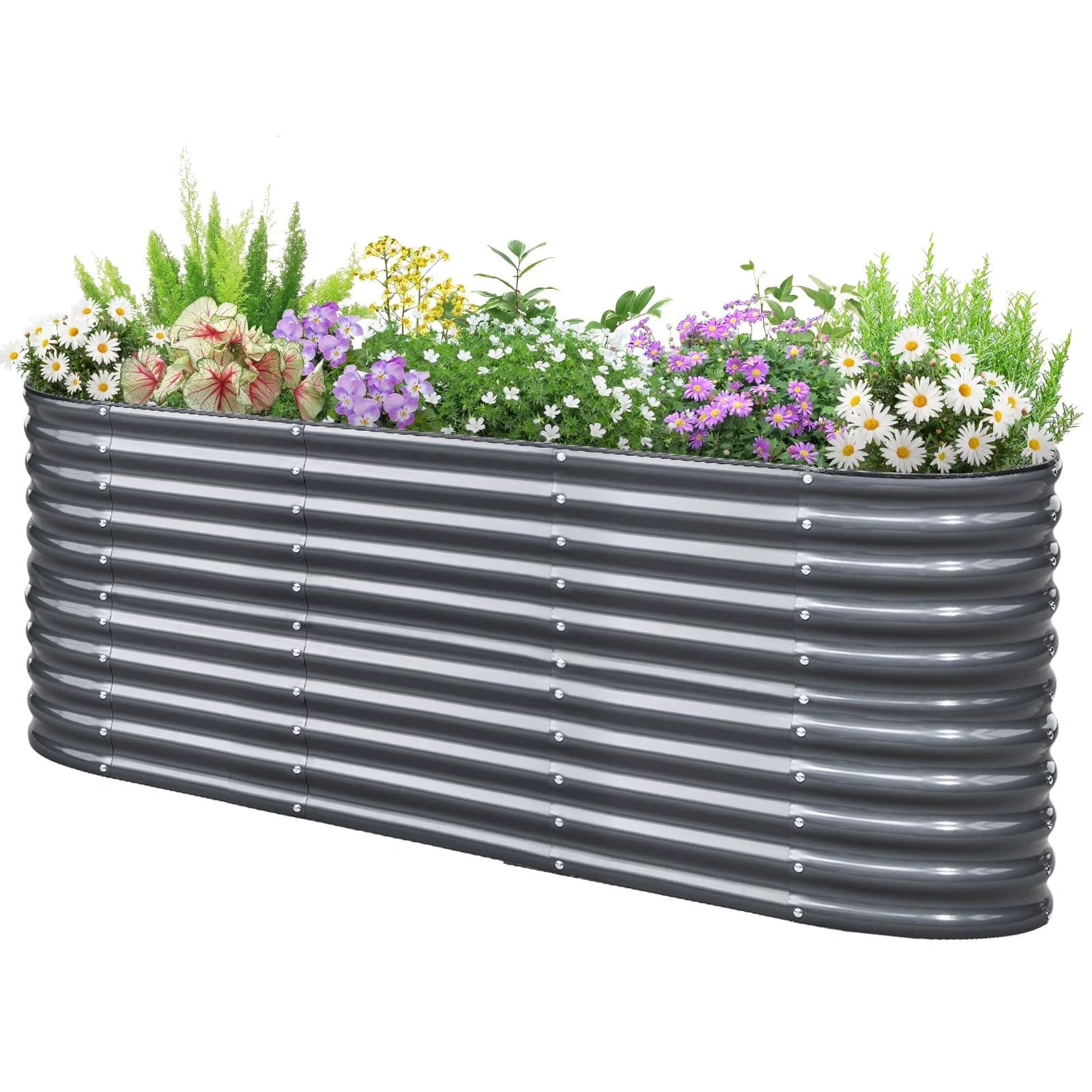KING BIRD 6.6x2x3 ft Raised Garden Bed 9 in 1 Galvanized Steel Metal Planter Garden Box Outdoor for Gardening, Vegetables, Flowers, Light Green