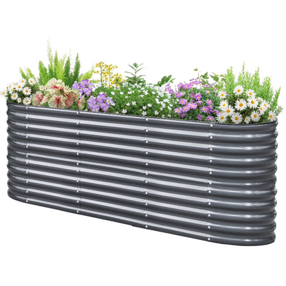 KING BIRD 6.6x2x3 ft Raised Garden Bed 9 in 1 Galvanized Steel Metal Planter Garden Box Outdoor for Gardening, Vegetables, Flowers, Light Green