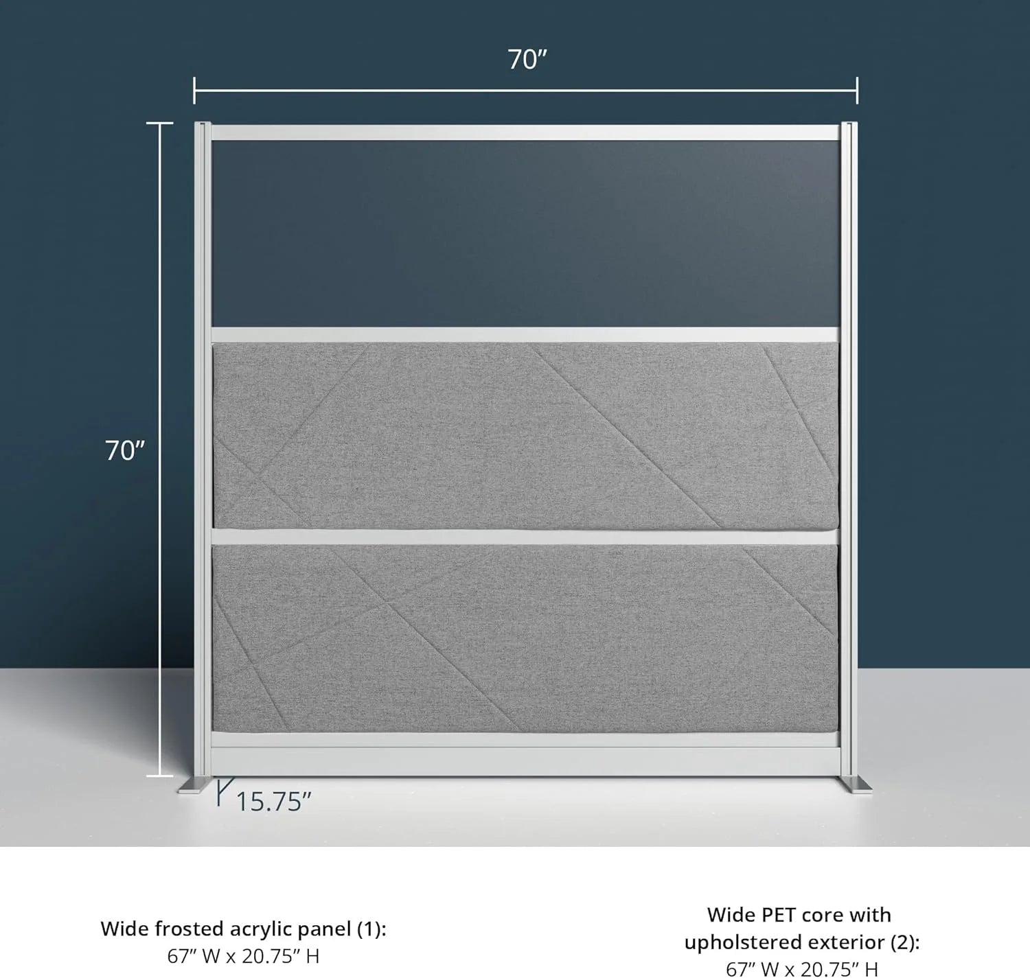 Stand Up Desk Store Tranquility Modular Wall and Sound Absorbing Room Divider | Sound Dampening Acoustic Modular Wall Panels for Office | Cubicle Noise Reduction and Partition (70'' x 48'')