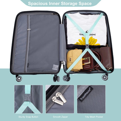 Lightweight PP Suitcase Sets with Spinner Wheels TSA Lock, Hardshell Luggage Sets for Travel Trips, 3-Piece Set (20in/24in/28in), Light Green